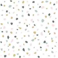 Papier peint terrazzo vert, rose, brun