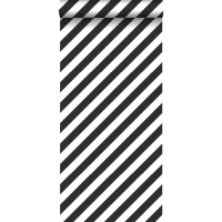 Papier peint à rayures diagonales noir et blanc