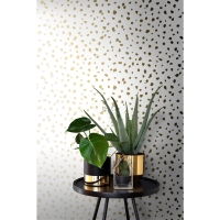 Papier peint terrazzo blanc et doré