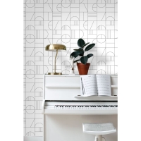 ESTA behang wit met zwart art deco motief