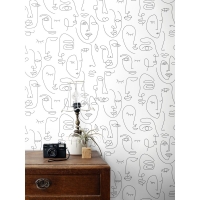 ESTA wallpaper white and black line art faces