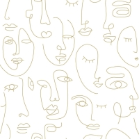 ESTA wallpaper white and gold line art faces