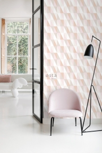 ESTA art deco behang grijs, roze en beige driehoeken