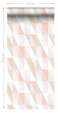 ESTA art deco behang grijs, roze en beige driehoeken