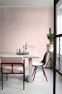 ESTA art deco behang zacht roze en goud