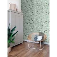 ESTA wallpaper graphic design in mint green, pink and white