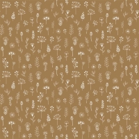 Papier peint avec petites fleurs ocre et blanc