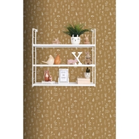 Papier peint avec petites fleurs ocre et blanc