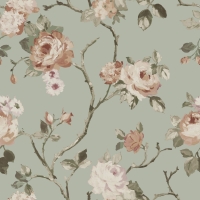 ESTA behang vintage bloemen muntgroen en roze