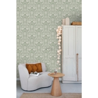 ESTA wallpaper with flowers and birds art nouveau style green