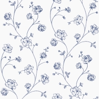 ESTA wallpaper toile de jouy with roses in white and blue