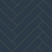 Dark blue and gold herringbone wallpaper