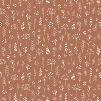 Papier peint terracotta aux fleurs blanches