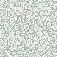 Papier peint motif fleurs vert