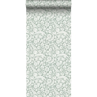 Papier peint motif fleurs vert