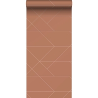 Terracotta graphic lines wallpaper
