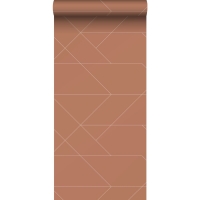 Terracotta graphic lines wallpaper