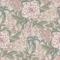 ESTA wallpaper with flowers vintage style old pink and greyed green