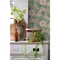 ESTA wallpaper with flowers vintage style pink and green