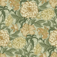 ESTA wallpaper with flowers vintage style green and ochre