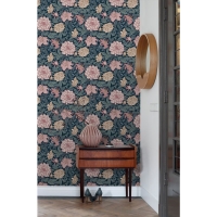 ESTA wallpaper with flowers vintage style pink and blue