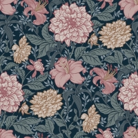 ESTA wallpaper with flowers vintage style pink and blue