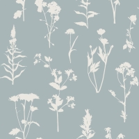 Papier peint à motif de fleurs sauvage bleu clair