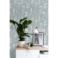 ESTA wallpaper wild flowers bleu clair