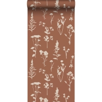 ESTA wallpaper wild flowers terracotta