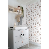 ESTA kids wallpaper vintage forest animals white, orange and brown