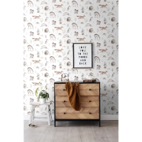 ESTA kids wallpaper vintage forest animals white, orange and brown