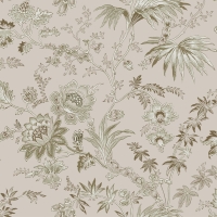 Papier peint à motif de fleurs vintage vert olive et vieux rose