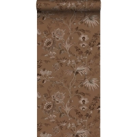 ESTA wallpaper flowers vintage style in terracotta brown