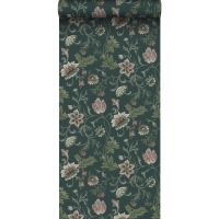 ESTA wallpaper flowers vintage grey and green