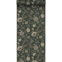 ESTA wallpaper flowers vintage black and green