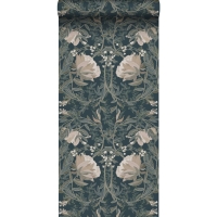 ESTA wallpaper art nouveau flowers dark blue