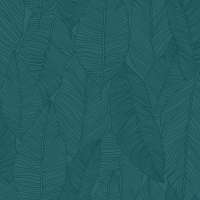 ESTA wallpaper drawn leaves petrol blue