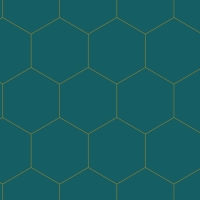 Petrol blue and gold hexagon wallpaper