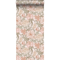 ESTA wallpaper with flowers vintage style old pink and green