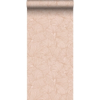 ESTA wallpaper with ginkgo leaves in terracotta pink