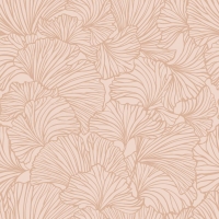 Papier peint avec feuilles de ginkgo en terre cuite rose