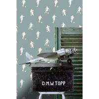 ESTA boys room wallpaper with football players in blue-grey