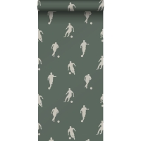 ESTA boys room wallpaper with football players dark green