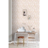 ESTA behang met fijne bloemen in roze en beige