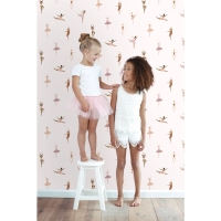 ESTA meisjesbehang terracotta en lila ballerina's