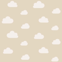 Papier peint chambre bébé beige avec nuages blancs