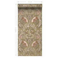 ESTA art nouveau bloemenbehang goud en terracotta