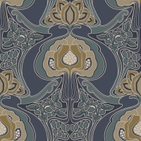 ESTA art nouveau stijl bloemenbehang blauw