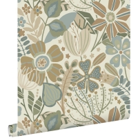 ESTA behang bloemen groen, beige en blauw