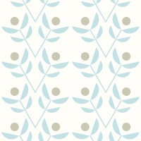 beige blue flowers